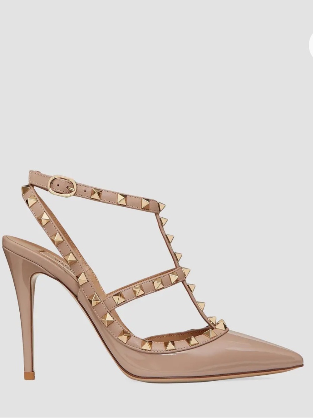 Valentino Rockstud Nude Patent Leather Pointed-Toe Sandals size 38